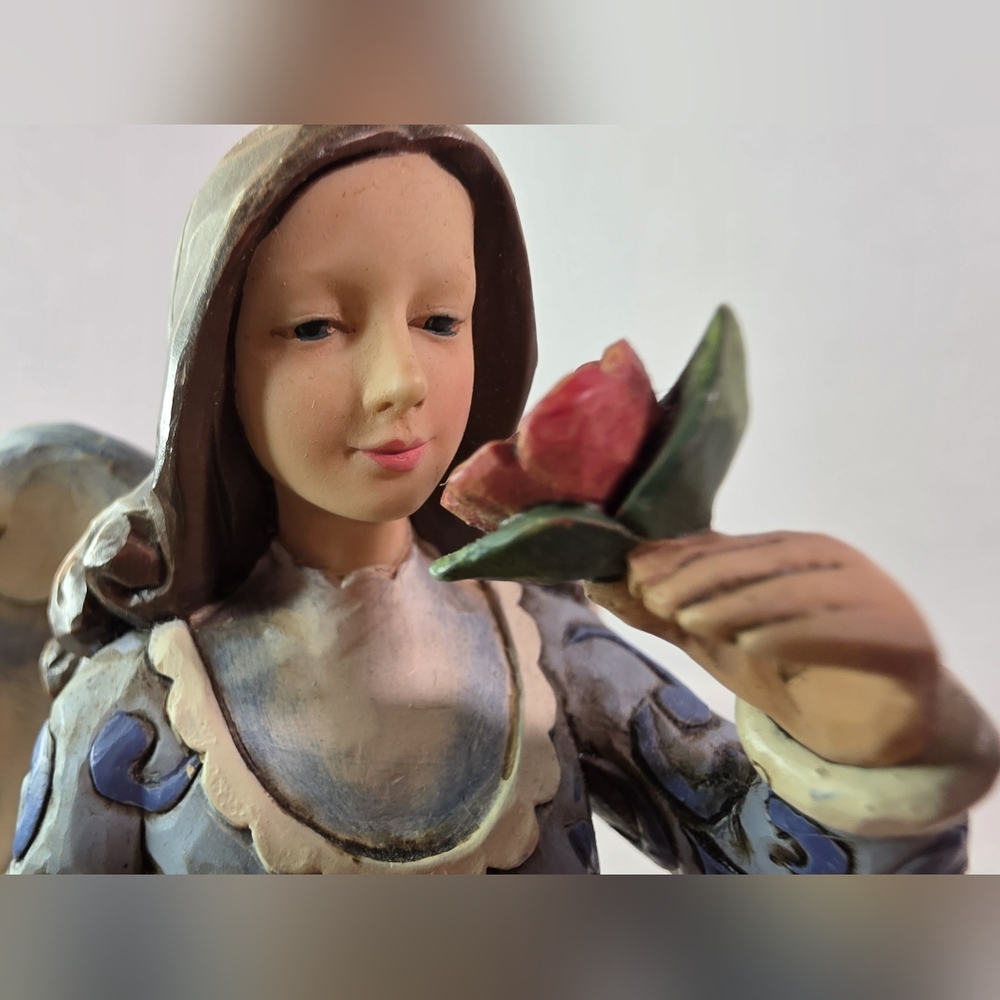 Jim Shore Heartwood Creek Angel with Flower Basket Figurine Blue Pink 4005241 - Picture 2 of 10
